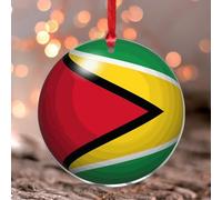 Guyana Stained Acrylic Window Hanging Ornament International Flag Ornament Keepsake Panels for Wall Garden Car And Party Decoration Elegant Clear Round Ornament Pendant for Kids