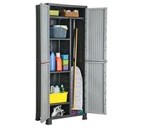 GuyAna Tall Plastic Vertical Cabinet, 68x39x171.5 cm, Outdoor Lockable, Water Resistant Garden Cupboard