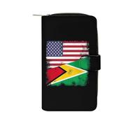 Guyana U.S. Flag Long Zippered Pouch Slim Clutch Organizer Purse Money and Credit Card Holder for Men Women