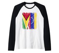 Guyana Venezuela Half Flag Guyanese Venezuelan Jersey Raglan Baseball Tee