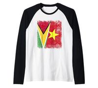 Guyana Vietnam Half Flag Guyanese Vietnamese History Raglan Baseball Tee