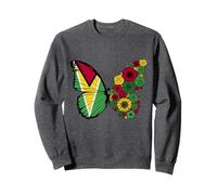 Guyanese Flag Pride Guyana Roots Butterfly Women Girls Sweatshirt