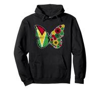Guyanese Girls Roots Guyana Flag Pride Heritage Butterfly Pullover Hoodie