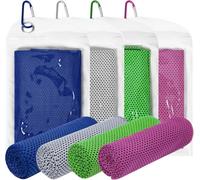GUYAQ 4 Pcs Cooling Towels, 100x30cm, Cool Cold for Neck, Microfibre Soft Breathable Chilly, for Sports Yoga, Golf, Gym, Camping, Fitness, Workout, Running & More Activities