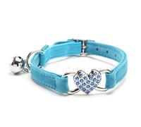 GUYAQ Rhinestones Cat Collars Cute Heart Charm Cat Collars Colorful Diamond Bell Cat Collar Quick Release Safety Buckle Cat Collar Pet Neck Protector,Blue