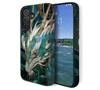 GUYBFADFG Compatible for Samsung Galaxy S26 FE 5G Case,Double Layer Shockproof Protection Heavy Duty Phone Cover,Stained GlassTeal White Dragon
