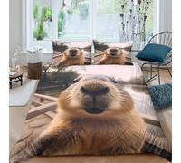 GUYDZOOM 3D Breathable Microfiber Cute Rodent Selfie Duvet Cover Sets All Season Bedding Set w/Pillow Shams Nature Park Wildlife Bedding Quilt Cover Easy Care for Home Decor Double（200x200cm）