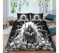 GUYDZOOM 3D Microfibre Death figure Quilt Cover Breathable Bedding Set w/Pillowcases Gothic horror Style Comforter Cover All Season Easy Care for Home Decor Single（140x200cm）