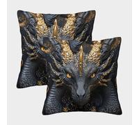 GUYDZOOM Black Dragon Cushion Covers Set of 2 Soft for Living Room Bedroom 3D Printed Decorative Throw Pillow Cover for Sofa Couch Chair Cushion Cover 50x50cm