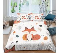 GUYDZOOM Breathable 3D Print Microfiber Fox illust Bed Quilt Cover All Season Bedding Set with Pillow Shams Cute woodland Comforter Cover All Season for Kids Teens Adults Super king（260x220cm）
