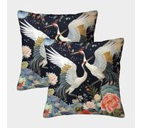 GUYDZOOM Chinese Red Crowned Crane Pack of 2 Cushion Covers, Theme Decorative Cushion Cover, Sofa Cushion Covers, Outdoor Garden, Hidden Zip 50x50cm
