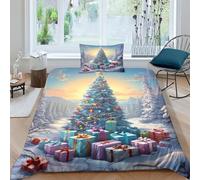 GUYDZOOM Christmas Tree Duvet Cover Sets 3 PCS Hotel Quality Quilt Cover Bedding Set Bed Covers with Pillowcases with Zipper Closure Breathable Stylish Comforter Single(135x200cm)