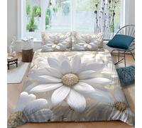 GUYDZOOM Daisy Duvet Cover 3 PCS Hotel Quality Quilt Cover Bedding Bed Covers with Pillowcases with Zipper Closure Breathable Stylish Comforter King（220x240cm）