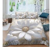 GUYDZOOM Daisy Duvet Cover Set 3 PCS Hotel Quality Quilt Cover Bed Sets Bed Covers with Pillowcases with Zipper Closure Hypoallergenic Soft Breathable Microfiber Double（200x200cm）