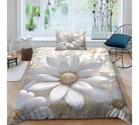 GUYDZOOM Daisy Duvet Cover Set 3 PCS Hotel Quality Quilt Cover Bedding Sets Bed Covers with Pillowcases with Zipper Closure Ultra Soft Anti Allergic Microfiber Single（135x200cm）