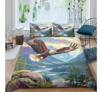 GUYDZOOM Eagle 3D Printed Duvet Cover SetQuilt Cover Easy Care Bed Linen Soft Cosy 3 Pcs Bedding Sets Pillowcases for Kid Teens Boys And Girls Man Double(200x200cm)