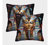 GUYDZOOM Egyptian Pharaoh Decorative Cushion Covers, Hidden Zipper Cushion Cover, Car Decoration, Home, Sofa, Bedding Cushion Cover Set of 2 50x50cm
