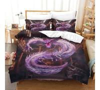 GUYDZOOM Purple Dragon Duvet Cover Set 3 PCS Hotel Quality Quilt Cover Bedding Set Bed Covers with Pillowcases with Zipper Closure Breathable Stylish Comforter Super King（260x220cm）