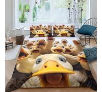 GUYDZOOM Yellow Duck 3D Printed Duvet Cover Microfibre Soft Quilt Covers Bedding Sets with Pillowcase Easy Care Comforter Cover Hidden Zipper for Kids Boys Girls Double（200x200cm）