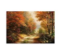 GUyfam Thomas Kinkade Poster Walking Down An Autumn Alley 12x18inch (30x45cm) Canvas Poster Bedroom Office Decor Gift