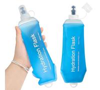GUYI GYGYL 500ml Soft Flask, TPU Collapsible Soft Water Bottle for Hydration Pack, Running Vest, Leak-Proof Folding Water Bottle for Hiking Cycling Climbing Jogging-2PCS, Blue