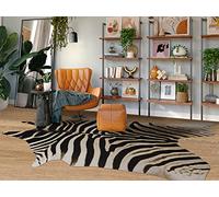Guyi Rare Zebra Rug 5.2 X 6.2 ft Premium Cowhide Rugs for Bedroom Living Room Dining Room Brown Animal Rugs Cow Print Non Slip Cow Area Rugs