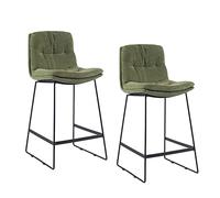Guyifuny Counter Height Bar Stool Bar Stools Set of 2 Premium Breakfast Barstool with Corduroy Backrest & Upholstered Seat Black Metal Legs Counter Kitchen Chairs
