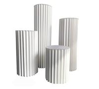 Guyifuny Round Cylinder Pedestal Stands,Cylinder Stands for Party Wedding Centerpieces Cardboard Vases,Foldable Cardboard Centerpiece Display Paper Columns Pedestal Stand Cylinder,4PCS