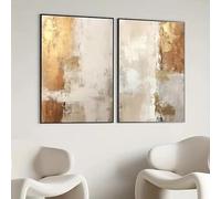 Guying Art 2pcs/Set Abstract Golden Sand-colored Canvas Posters for Living Rooms, Bedrooms, and Modern Home Decoration Paintings(30x50cm(12x20in) x2/Without frame)