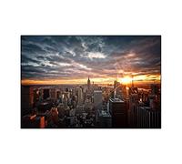 Guying Art Bathroom Pictures New York City Sunset View Posters and Print Skline of Manhattan on The Wall for Home Decor Picture 110x160cm(43.3x62.3in) Frameless