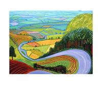 Guying Art David Hockney Garrowby Hill Landscape Poster Canvas Painting Wall Art Prints Picture for Living Room Modern Home Decor 30x45cm(12x18in) Frameless