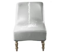 GUYIRT Accent Chair Covers Without Arms, Armless Chair Slipcover Waterproof Pu Leather Slipper Chair Cover for Living Dining Room Hotel (silver)