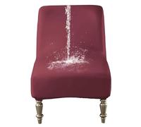 GUYIRT Accent Chair Covers Without Arms, Armless Chair Slipcover Waterproof Pu Leather Slipper Chair Cover for Living Dining Room Hotel (burgundy)