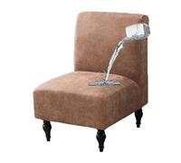 GUYIRT Armless Accent Chair Covers Waterproof, Armless Chair Slipcover Leather, Slipcovers for Dining Room Chairs Without Arms, for Living Room (light coffee)