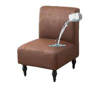 GUYIRT Armless Accent Chair Covers Waterproof, Armless Chair Slipcover Leather, Slipcovers for Dining Room Chairs Without Arms, for Living Room (dark coffee)