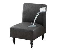 GUYIRT Armless Accent Chair Covers Waterproof, Armless Chair Slipcover Leather, Slipcovers for Dining Room Chairs Without Arms, for Living Room (black)