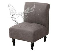 GUYIRT Armless Accent Chair Waterproof Slipcover Leather Slipper Chair Cover Washable Dining Chair Protector with Elastic Bottom (light gray,set of 1)