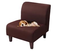 GUYIRT Armless Accent Slipper Chair Cover Slipcover, Slip Cover for Chair Without Arms, Stretch Armless Chair Covers for Living Room, Washable (dark coffee)