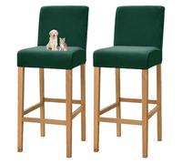 GUYIRT Bar Stool Chair Covers Velvet, Barstool Covers Slipcovers with Back, High Stretch Bar Stool Cover Pub Counter Stool Chair Slipcover for Kitchen Dining Room (green,Set of 2)