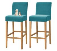 GUYIRT Bar Stool Chair Covers Velvet, Barstool Covers Slipcovers with Back, High Stretch Bar Stool Cover Pub Counter Stool Chair Slipcover for Kitchen Dining Room (blue,Set of 2)
