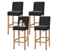 GUYIRT Bar Stool Chair Covers Velvet, Barstool Covers Slipcovers with Back, High Stretch Bar Stool Cover Pub Counter Stool Chair Slipcover for Kitchen Dining Room (black,Set of 4)