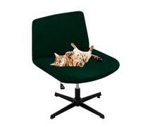 GUYIRT Criss Cross Chair Cover Velvet Stretch Armless Office Chair Covers Swivel Chair Covers Slipcovers for Home Office Bedroom (green 2,1 piece)