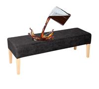 GUYIRT Dining Bench Cover Waterproof Rectangle, Faux Leather Dining Room Bench Covers, Dining Bench Protectors Covers From Cats (black)