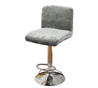 GUYIRT Luxurious Velvet Bar Stool Covers, Pub Chair Slipcover with Backs Removable Washable Seat Cover for Bar Stool Chair-light grey-2 Pieces