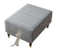 GUYIRT Ottoman Slip Cover Rectangle Stretch, Foot Stool Covers Rectangular, Storage Ottoman Bench Cover Animal Proof, for Living Room (light gray,small)