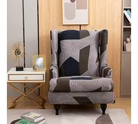 GUYIRT Printed Wingback Armchair Cover Stretch Patterned Wing Chair Slipcover with Cushion Cover Washable Spandex Polyester Sofa Cover -9-