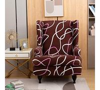 GUYIRT Printed Wingback Armchair Cover Stretch Patterned Wing Chair Slipcover with Cushion Cover Washable Spandex Polyester Sofa Cover -3-