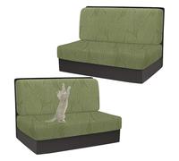 GUYIRT Rv Dinette Cushion Covers Jacquard, Camper Cushion Slipcovers Stretch Fabric, Rv Bench Seat Covers for Dogs Cats Kids (green,set of 2)