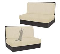 GUYIRT Rv Dinette Cushion Covers Jacquard, Camper Cushion Slipcovers Stretch Fabric, Rv Bench Seat Covers for Dogs Cats Kids (beige,set of 2)