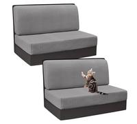 GUYIRT Rv Dinette Cushion Covers Jacquard Camper Cushion Slipcovers Stretch Fabric Rv Booth Seat Cover Replacement with Elastic Band (light gray,set of 2)